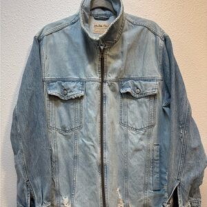 We The Free Blue Lightweight Shirt Jacket Zip-Up Vintage Style